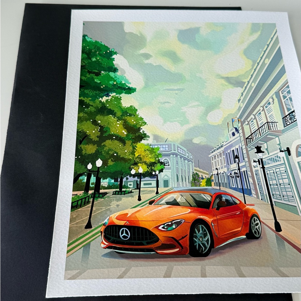 Mercedes Benz Artwork with Ponce, Puerto Rico background NWT